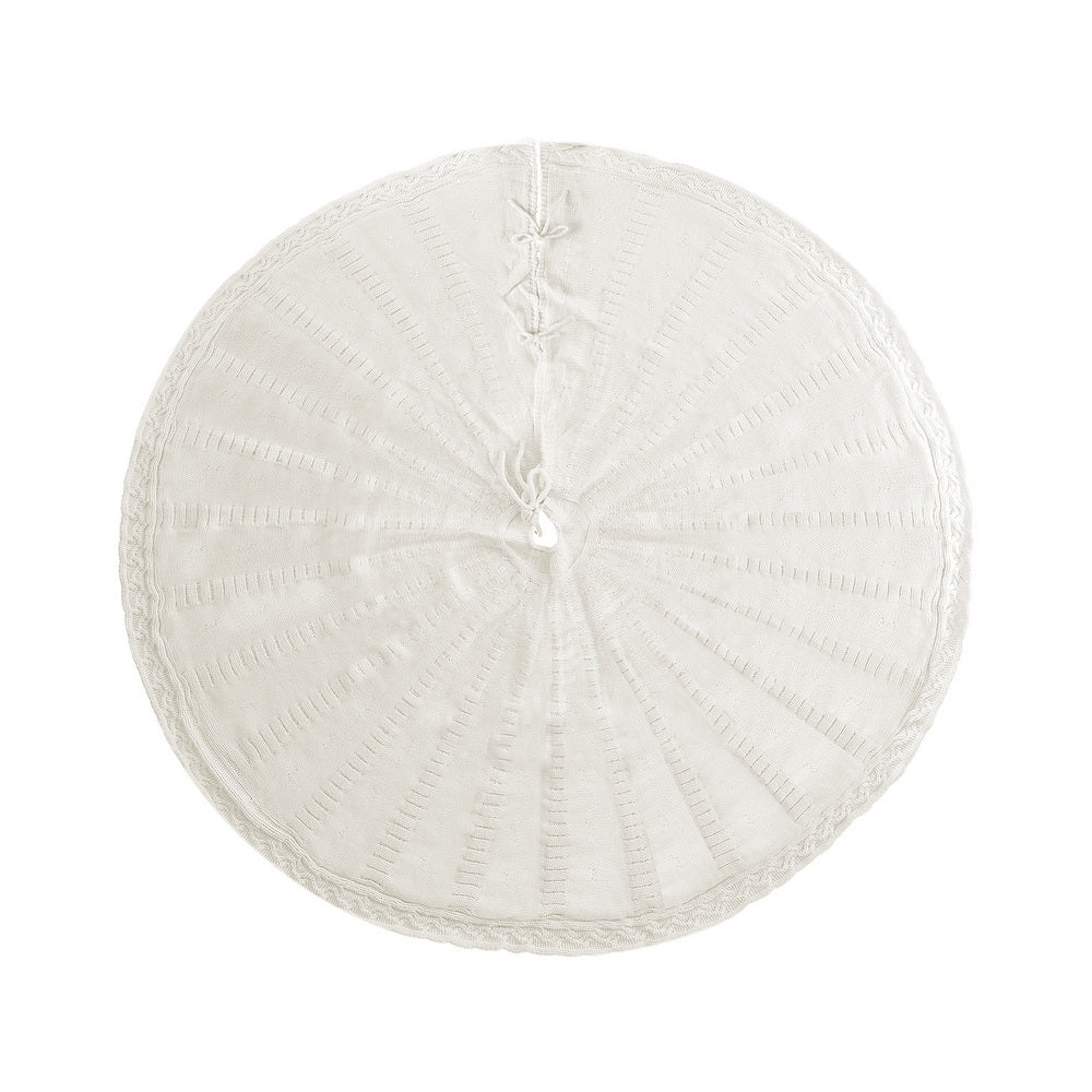 Knitted Christmas Tree Skirt, 120 cm Beige – Jingle Jollys