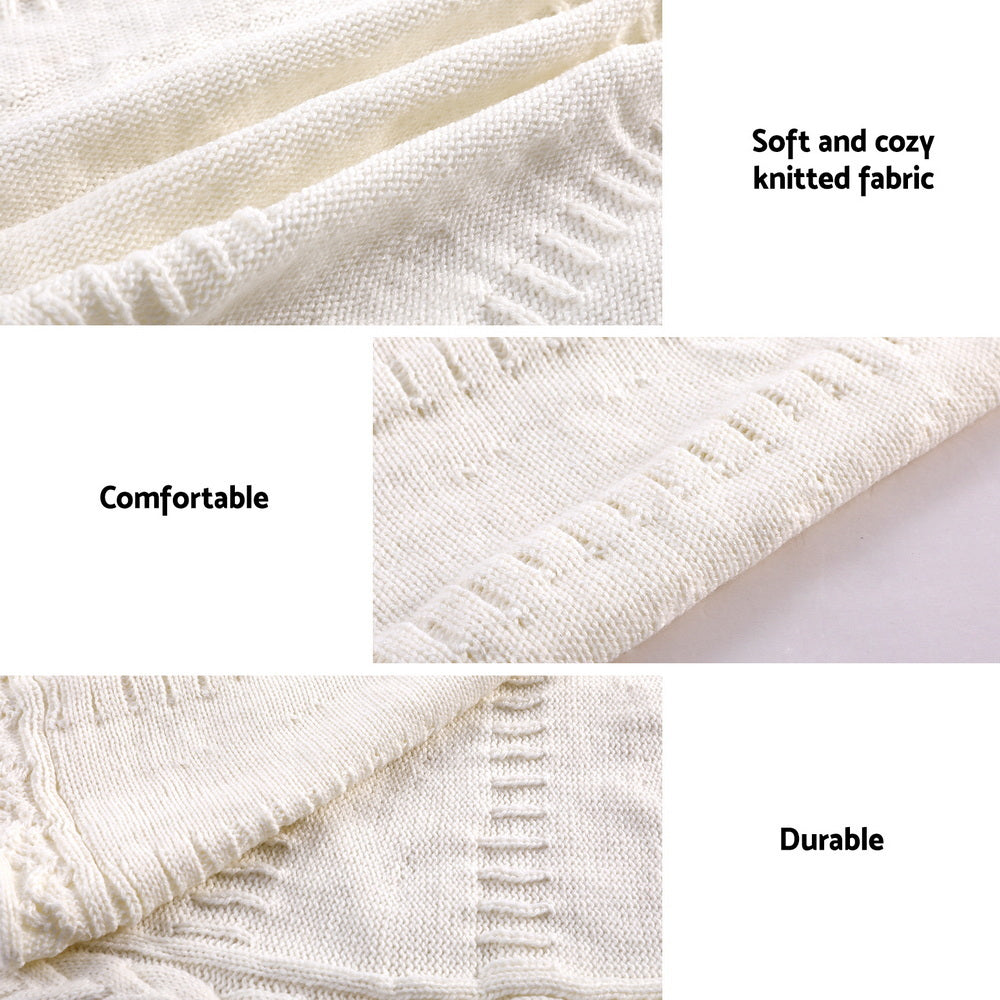 Knitted Christmas Tree Skirt, 120 cm Beige – Jingle Jollys