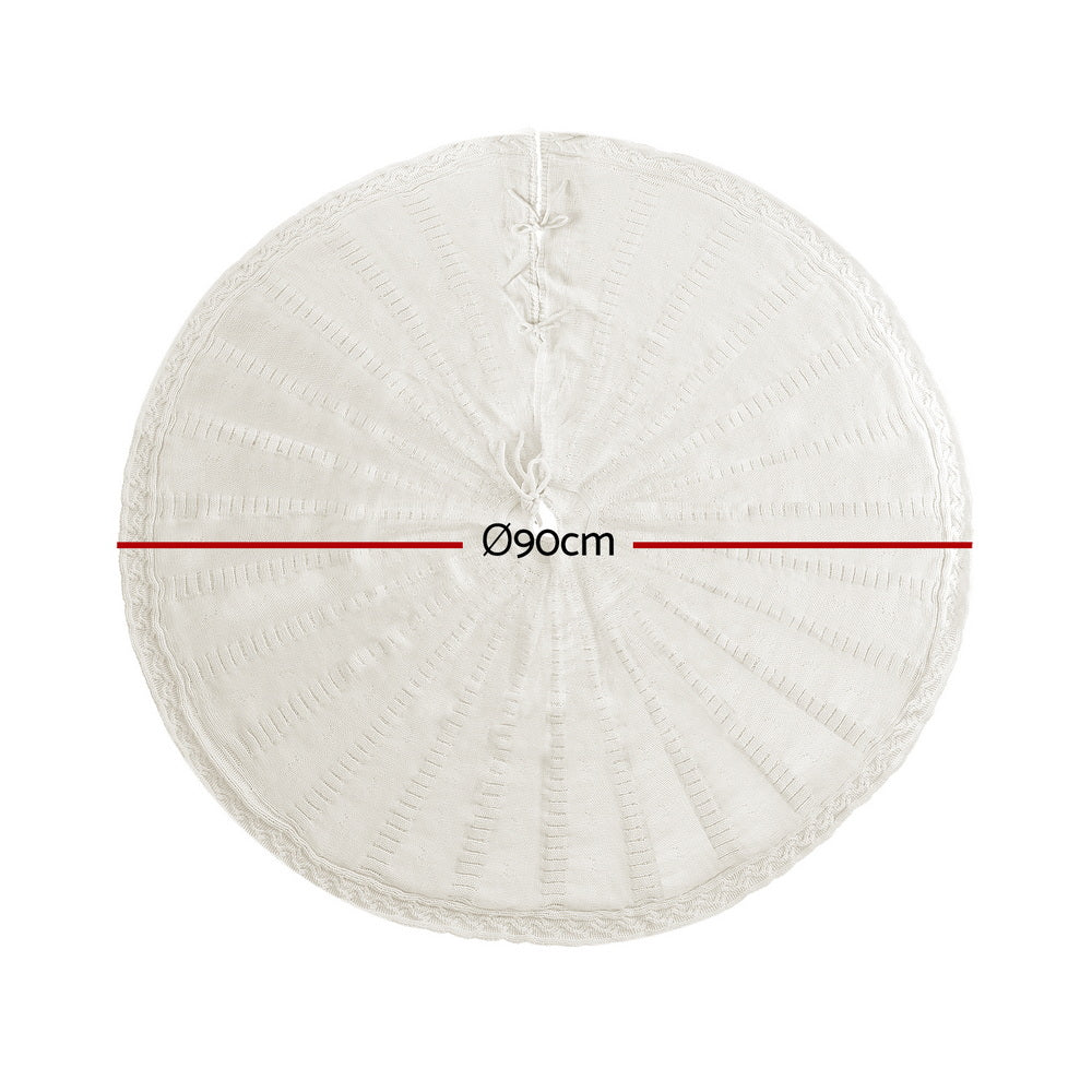 Knitted Christmas Tree Skirt, 90 cm Beige – Jingle Jollys
