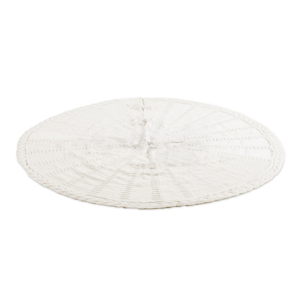Knitted Christmas Tree Skirt, 90 cm Beige – Jingle Jollys