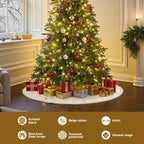 Knitted Christmas Tree Skirt, 90 cm Beige – Jingle Jollys