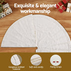 Knitted Christmas Tree Skirt, 90 cm Beige – Jingle Jollys