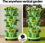 5 tier vertical stackable planter with wheels – view 5