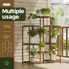 Tiered wooden plant stand for 8 pots – view 3