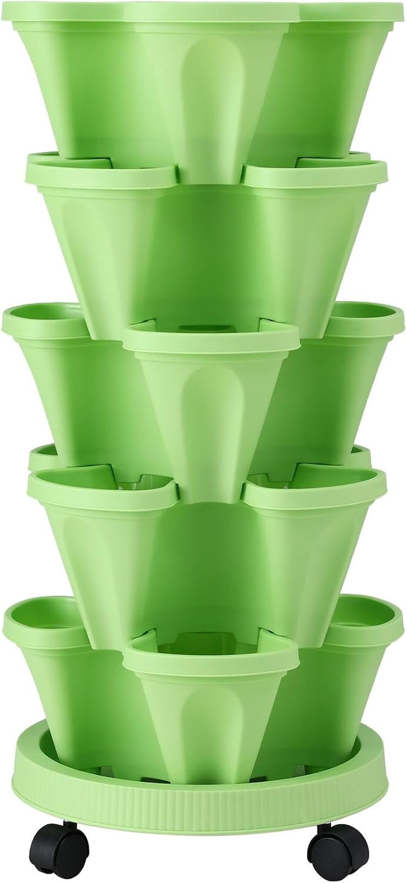 5 tier vertical stackable planter with wheels – view 3
