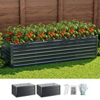 Green Fingers Raised Garden Bed 320X80X77Cm Planter Box Container Galvanised