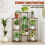 Tiered wooden plant stand for 8 pots – view 7