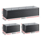 Green Fingers Raised Garden Bed 320X80X77Cm Planter Box Container Galvanised